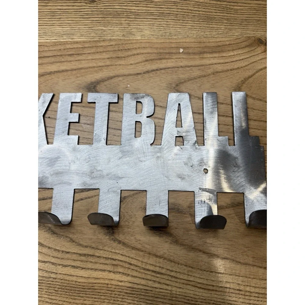 Metal Basketball 11 Hook Coat Hat Wall Hanging Rack Holder Display Trophy Awards